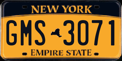 NY license plate GMS3071