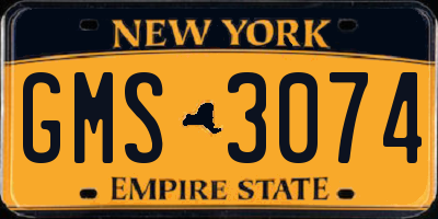 NY license plate GMS3074