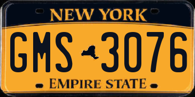 NY license plate GMS3076