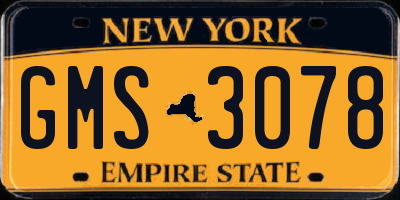 NY license plate GMS3078