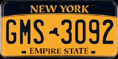 NY license plate GMS3092