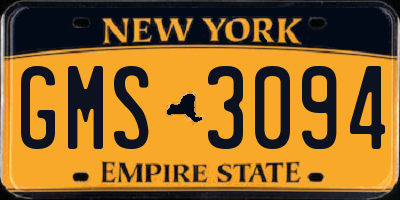 NY license plate GMS3094