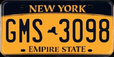NY license plate GMS3098