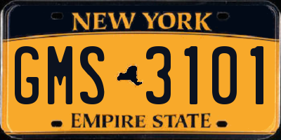 NY license plate GMS3101
