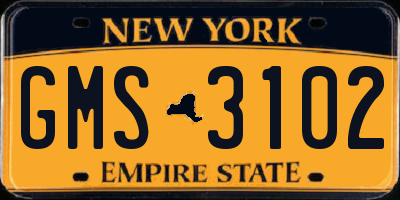 NY license plate GMS3102