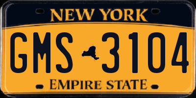 NY license plate GMS3104