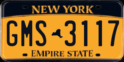 NY license plate GMS3117