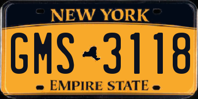NY license plate GMS3118
