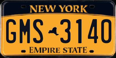 NY license plate GMS3140