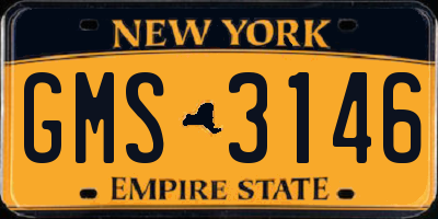 NY license plate GMS3146