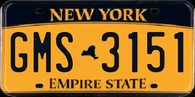 NY license plate GMS3151