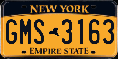 NY license plate GMS3163