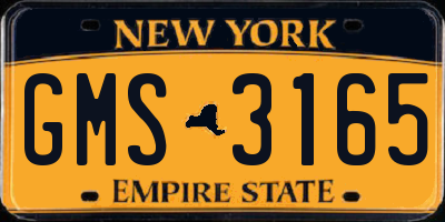 NY license plate GMS3165