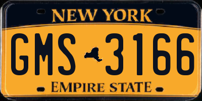 NY license plate GMS3166