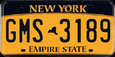 NY license plate GMS3189