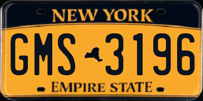 NY license plate GMS3196