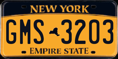 NY license plate GMS3203