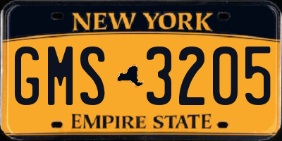 NY license plate GMS3205