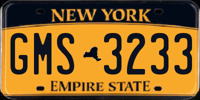 NY license plate GMS3233