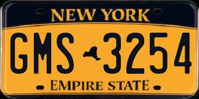 NY license plate GMS3254