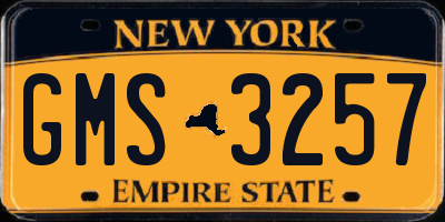 NY license plate GMS3257
