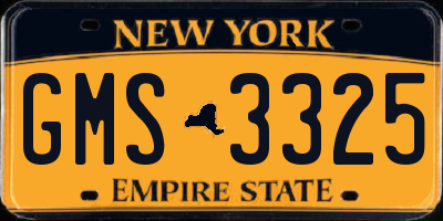NY license plate GMS3325