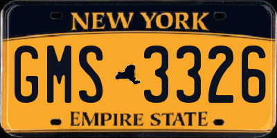 NY license plate GMS3326