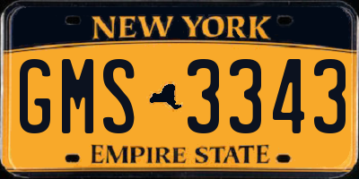 NY license plate GMS3343
