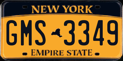 NY license plate GMS3349