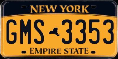 NY license plate GMS3353