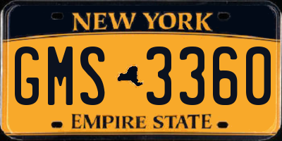 NY license plate GMS3360