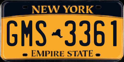 NY license plate GMS3361