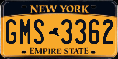 NY license plate GMS3362