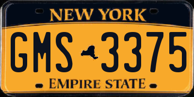 NY license plate GMS3375