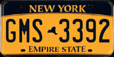 NY license plate GMS3392