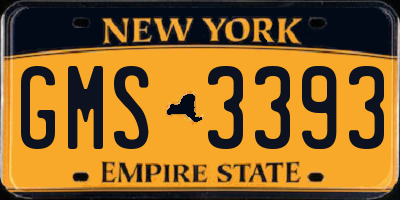 NY license plate GMS3393