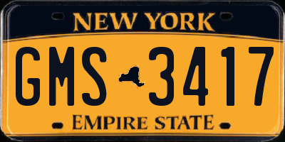 NY license plate GMS3417