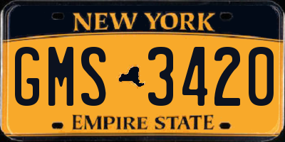 NY license plate GMS3420