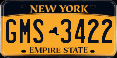 NY license plate GMS3422