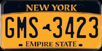 NY license plate GMS3423