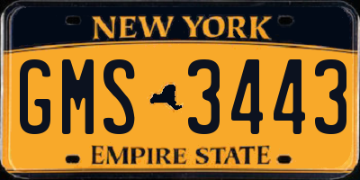 NY license plate GMS3443