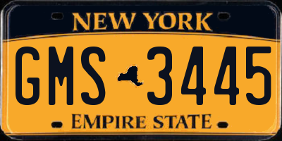 NY license plate GMS3445