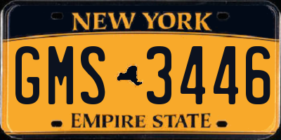 NY license plate GMS3446