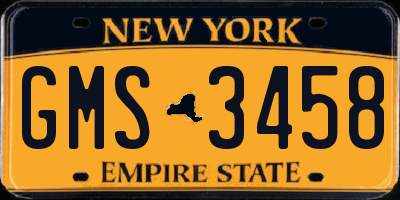 NY license plate GMS3458