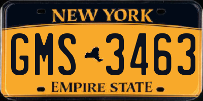 NY license plate GMS3463
