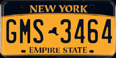NY license plate GMS3464