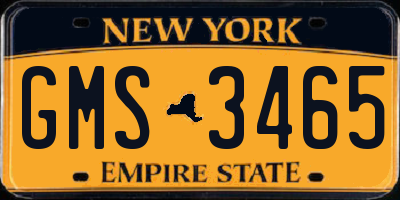 NY license plate GMS3465