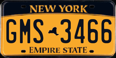 NY license plate GMS3466