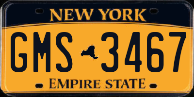 NY license plate GMS3467