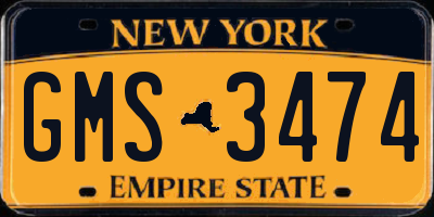 NY license plate GMS3474